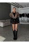 Imported Black Fur Collar Tied Leather Jacket - 7
