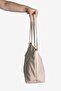Women's Leather Strap Hand and Shoulder Bag - Mink - 4