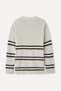 Women's Stone Color Loose Fit Striped Sweater - 6