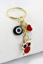 Cute Owl with Gold Ring Handmade Black Glass Evil Eye Beaded Keychain, Gift Bag Ornament