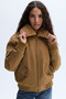 Women's Brown Plush Collar Crop Coat Jacket