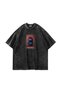 Crimson Reverie Printed Oversize Unisex Washable Black Tshirt - 2