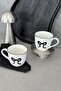 Bow Porcelain 2-Piece Mug Cup Large Size Black Ribbon Patterned - 2