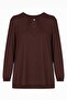 Women's Lycra Mid-Age and Older Four Seasons Brown Mother Combed Cotton Blouse Button Patterned Elastic Sleeves - 8