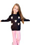 Girl's Strawberry Figured 3 Thread Sweater Loose Fit Skuba Fabric Pink Bottom Top Set - 6