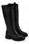 Women's Black Leather-Look Boots with Gold Detail at the Back - 2