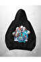Black Unisex Blue Gang Printed Oversize Hoodie Sweatshirt