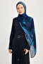 Garden of the Night - Blue - Aurora Patterned Janjan Shawl - 70X190 cm