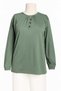 Women's Lycra Mid-Age and Older Women's All-Season Green Mother's Combed Cotton Blouse with Button Pattern and Elastic Sleeves