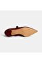 Women's Burgundy Thin Short Heeled Leather Shoes - 4
