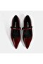 Women's Burgundy Thin Short Heeled Leather Shoes - 7