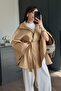 Imported Cashmere Fabric Buttoned Stand Collar Sash Belt Detail Batwing Sleeve Design Premium Poncho Coat Jacket - 3