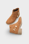 Women's Belt Buckle Side Zipper Casual Boots Jenya Tan Suede - 2