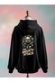 Printed Cotton 3 Thread Oversize Black Sweatshirt
