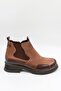 Women's Genuine Leather Short Heel Zippered Ankle Boots 2452703K - Mink - 36
