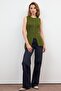 Khaki Buttoned Front Knit Sweater - 2