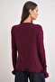 6964 Women's Plain Ruffled Buttoned Cardigan Burgundy - 5