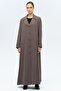 Coat with Collar Brooch Detail, Lined, Large Size Overcoat, Vi̇zon 6691-A