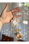 Velvet Flower Keychain – Handmade Cute Accessory Beige - 2