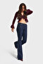 Women's Indigo Color 7w5-50 SWL Midrise Flare Fit Stretchy Elastane Fabric Mid Waist Denim Jean - 6
