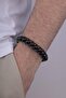 10 mm Onyx Stone Leather Toggle Men's Natural Stone Bracelet - 2