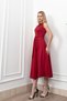 Women's Winter Burgundy Belted Collared and Detailed Long Dress Stylish Daily Comfortable 50338 - 3