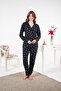 Heart-Embedded Buttoned Suede Pajama Set