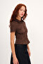 Short Sleeve Button down Suede Shirt G17636 - 4
