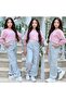 Printed 3-Piece Combed Cotton Sweat-Shirt with Undershirt and Gabardine Trousers Girl's Set