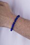 Round Cut Blue Agate Natural Stone Men's Bracelet - 3