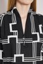 Elegant Sleeveless Blouse with Geometric Pattern and Fabric Buttons - 4