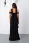 Women's Black Slim Fit Shawl Collar Strapless Promise Engagement Evening Dress - 6