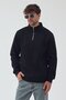 Unisex Oversize Cotton Fleece Lined Half Zipper Stand Collar Sweatshirt - 3