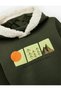 Long Sleeve Printed Hooded Fleece-Lined Oversized Sweatshirt - 3
