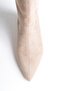 Women's Beige Suede Heeled Pointed Toe Below-The-Knee Boots - 2