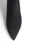 Women's Black Suede Heeled Pointed Toe Below-The-Knee Boots - 6