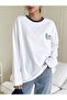 Women's Laundry Printed Collar Navy Blue Ribbed Long Sleeve T-Shirt - 2