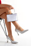 Silver Stone Stylish Thin Heeled Shoes and Bag Set Suitable for Special Occasions