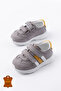 Gray Genuine Leather Orthopedic Velcro Boys' First Step Baby Sneakers - 3