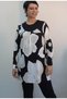 Black Color-Blocked Combed Viscose T-Shirt with Black Floral Print Long Sleeves and Gathered Front Hem - 3