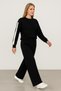 Women's Black and White Stripe Detailed Tracksuit Set – Comfortable Fit, Stylish Sporty Style 1675 - 2