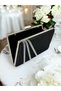 Black Color Satin Cross Silver Crystal Stone Women's Evening Dress Bag - 3