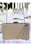 Nude Color Satin Cross Silver Crystal Stone Women's Evening Dress Bag - 4