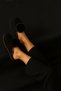 Black Plush Pompom Women's House Slippers Panduf - 4