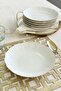 Aura Gold 6-Person 21 cm Premium Porcelain 6-Piece Deep Dinner Plate Set