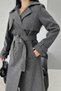 Women's Coat Long Cashmere Belted Buttoned Pocketed Double Breasted Premium Coat - 6
