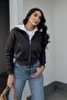 Women's Jacket Short Suede Fur Lined Zippered Double Pocket Ribbed Short Coat - 3