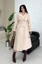 Women's Coat Long Cashmere Belted Buttoned Pocketed Double Breasted Premium Coat - 2