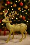 30 cm Gold Color Deer Figure with Glitter and Sequins Detailing Christmas Decorative Desktop Gift Display Ornament