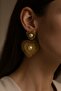 Gold Earrings Steel Pearl Detail - 2